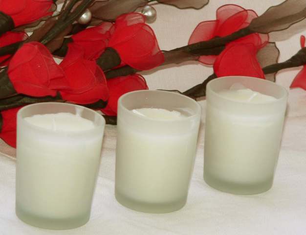 Frosted White Votive Candle in Glass Holder - Small - BULK Buy